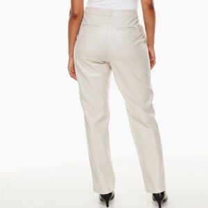 Aritzia Babaton Command Cropped Pant Mid Rise Vegan Faux Leather Beige Capsule